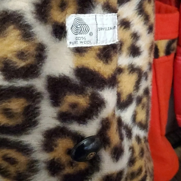 Vintage Red Wool& Leopard Coat L..XL - Picture 13 of 14